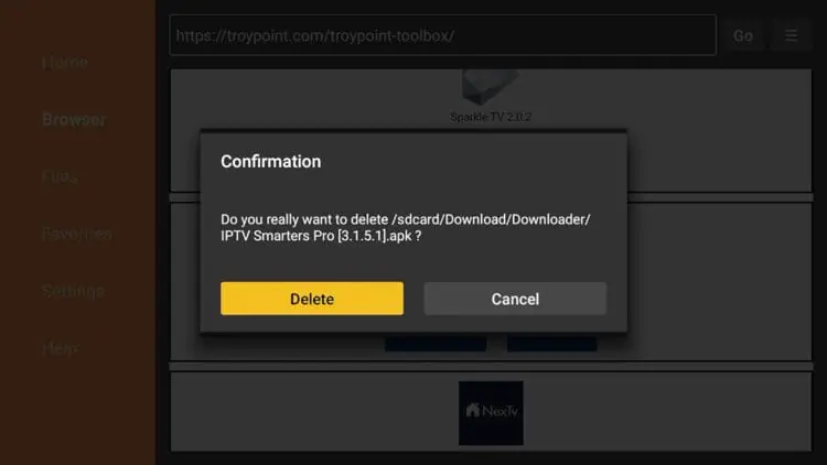 Supprimer le fichier d’installation dans Downloader