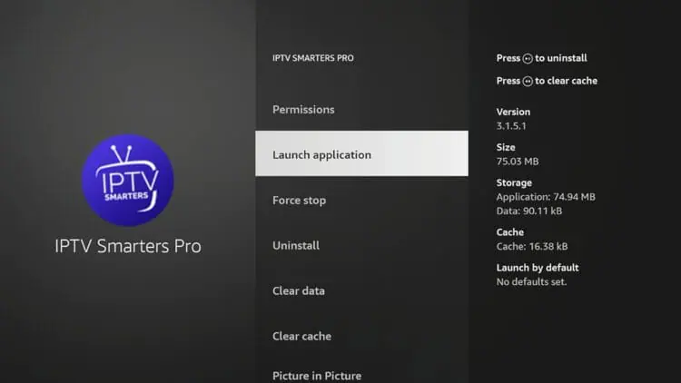 IPTV Smarters Pro dans la liste des applications du Fire TV Stick