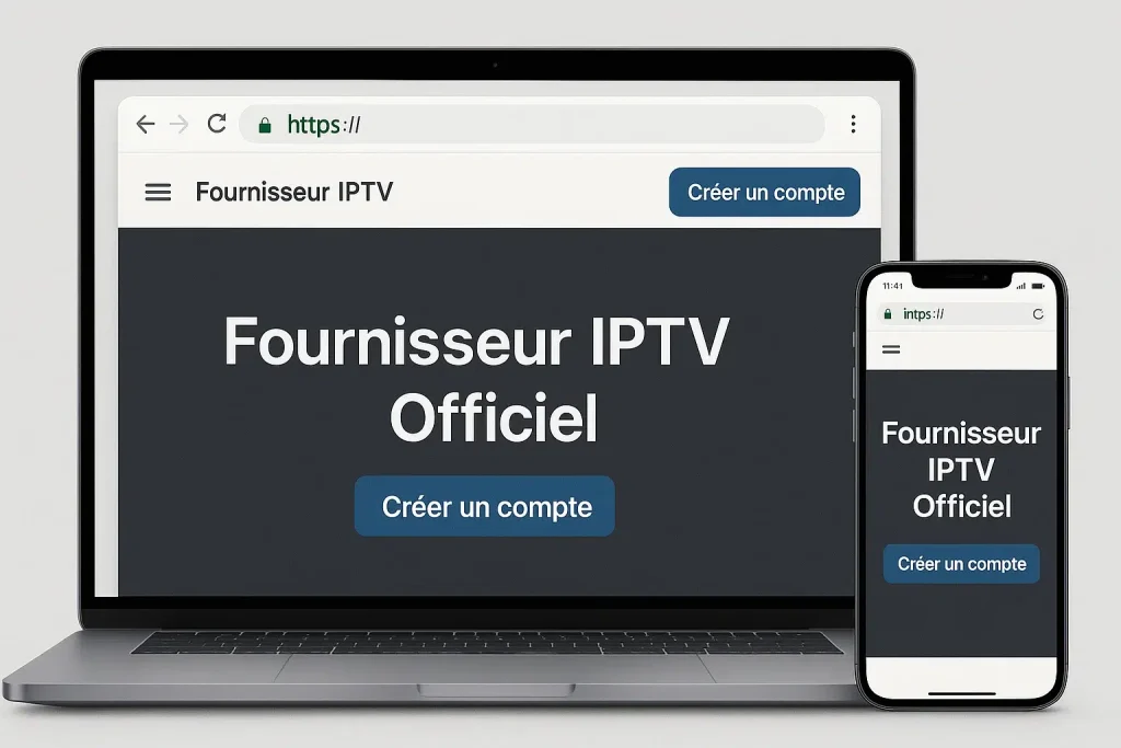 Bouton Créer un compte sur le site d’un fournisseur IPTV, sur ordinateur et téléphone
