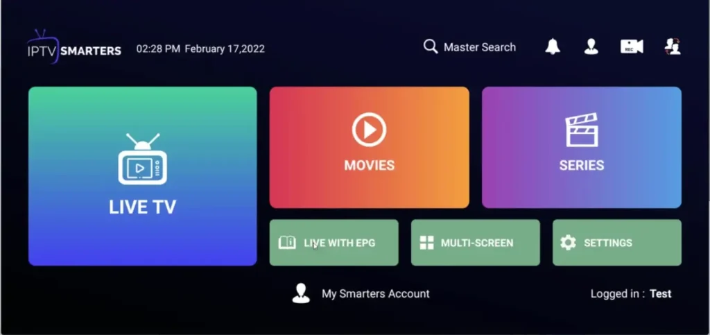 Chaînes en direct avec guide des programmes dans une application IPTV