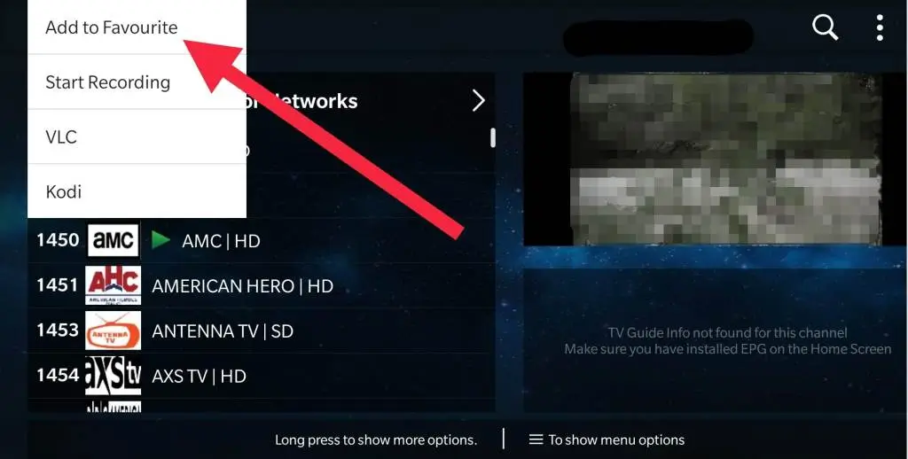 Ajouter des chaînes aux favoris dans une application IPTV