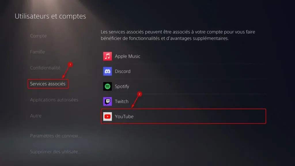 Lier la PS5 avec d’autres services