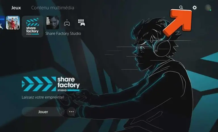 Menu Paramètres de la PS5