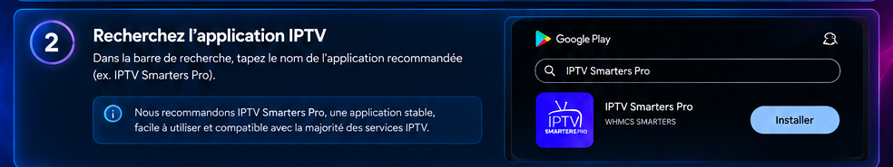 Recherche d’un lecteur IPTV dans Google Play